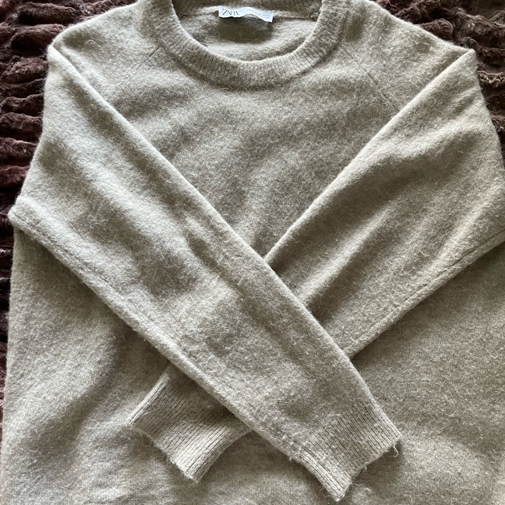 Zara Men Crewneck Sweater in Beige